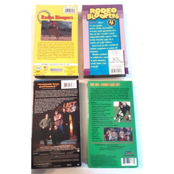Lot of 4 VHS Tapes Rodeo Bloopers NFL Follies Blue Collar Comedy White Elephant - Picture 2 of 3